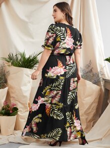 Mulvari Plus Leaf & Floral Print Top & Skirt - Multicolor - View 2