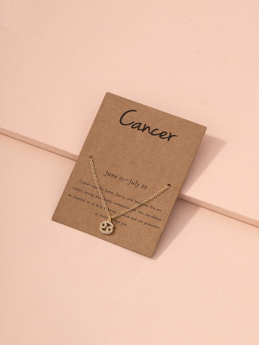 Rhinestone Decor Zodiac Sign Charm Vòng cổ - Vàng - Xem 1