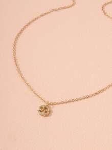 Rhinestone Decor Zodiac Sign Charm Vòng cổ - Vàng - Xem 3