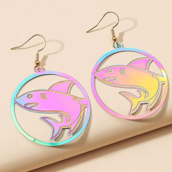 

Shark Decor Round Drop Earrings, Multicolor