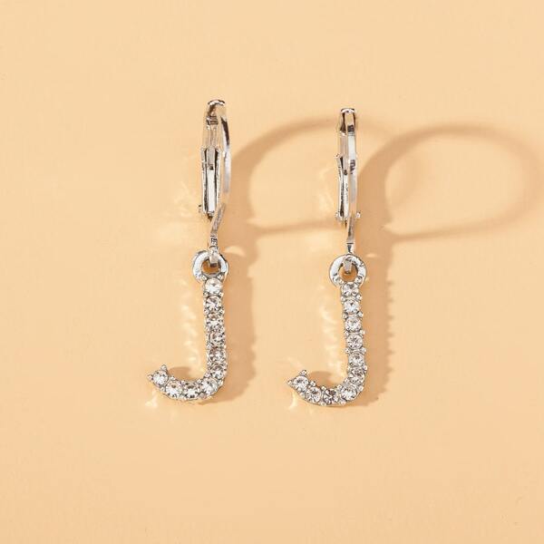 

Rhinestone Letter Drop Earrings, Silver