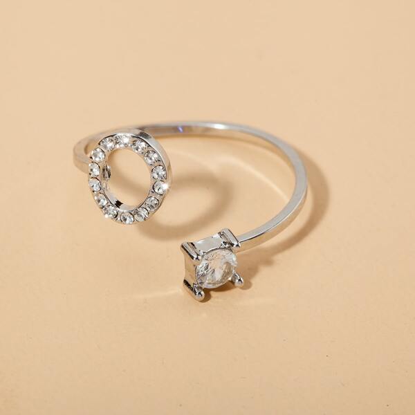 

Rhinestone Letter Decor Ring, Silver