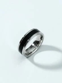 Fashionable and Popular Men Two Tone Ring Alloy for Jewelry Gift and for a Stylish Look - Black - View 2
