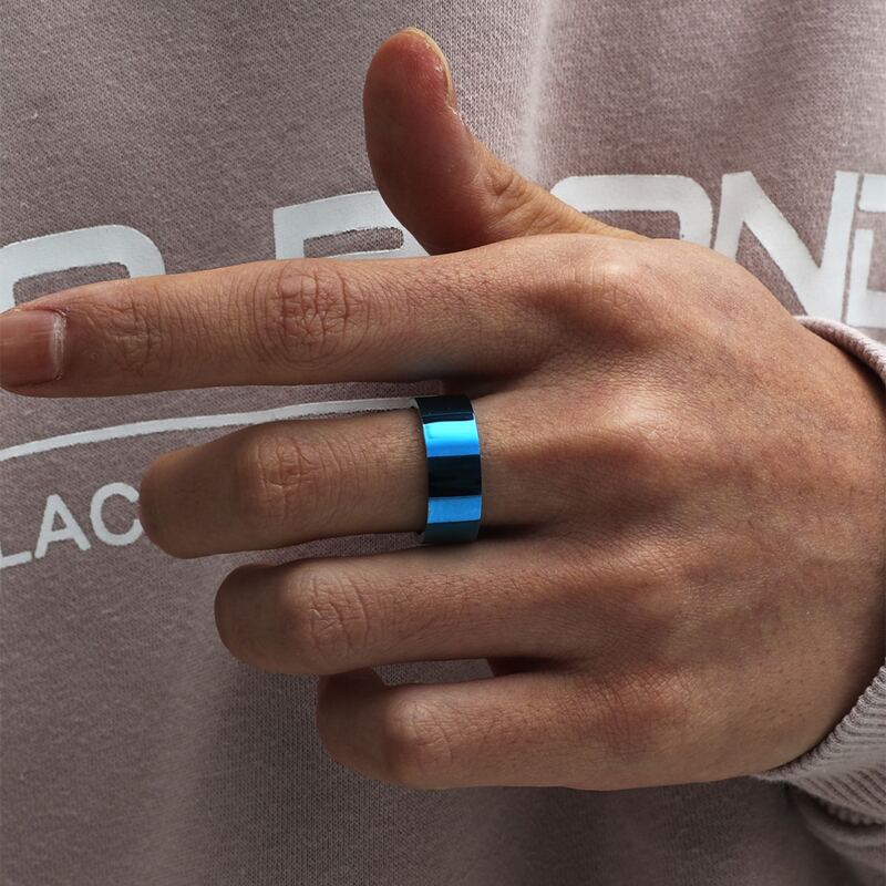 

Guys Simple Round Ring, Blue