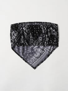 Breezaya Áo nữ Bất đối xứng Paisley Boho - màu đen - Xem 2