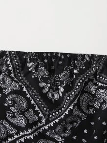Breezaya Áo nữ Bất đối xứng Paisley Boho - màu đen - Xem 4