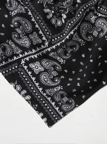 Breezaya Áo nữ Bất đối xứng Paisley Boho - màu đen - Xem 5