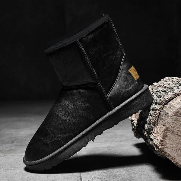 

Men Letter Patch Snow Boots, Black