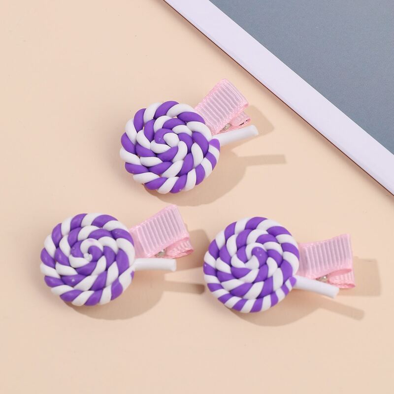 

3pcs Lollipop Hair Clip, Purple
