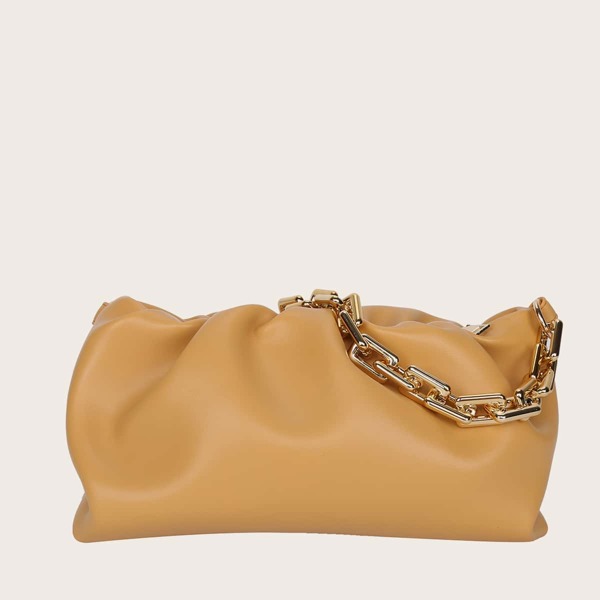 

Minimalist Chain Ruched Bag, Yellow