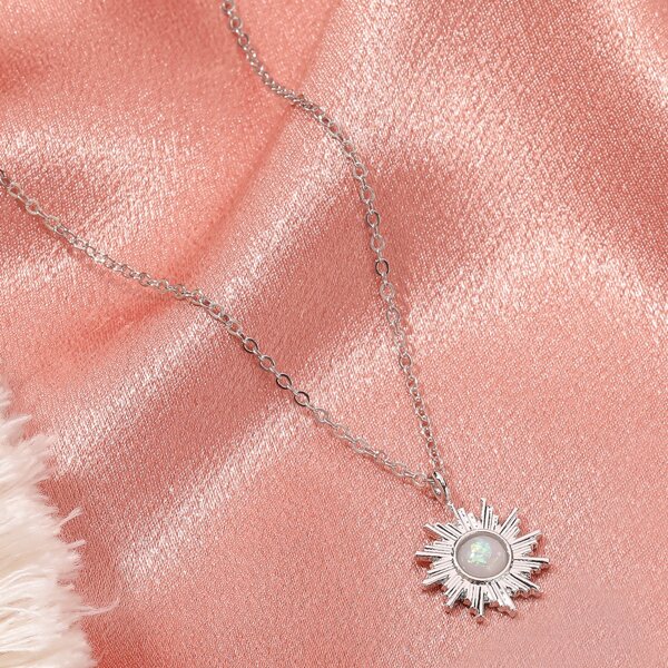

Sun Design Pendant Necklace, Silver