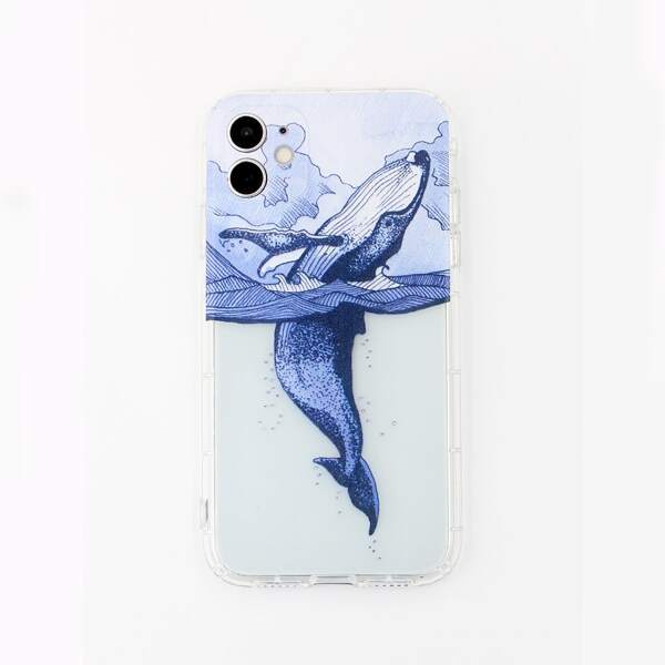 

Whale Pattern iPhone Case, Blue