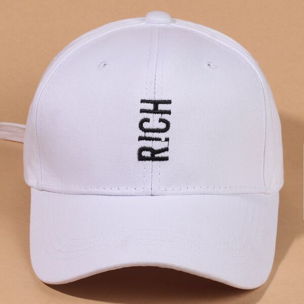 

Letter Embroidered Baseball Cap, White