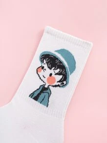 2 pares calcetines con estampado de dibujos animados - Blanco - Ver 5