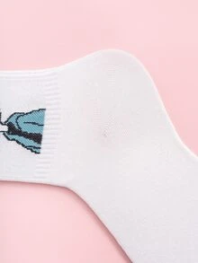 2 pares calcetines con estampado de dibujos animados - Blanco - Ver 7