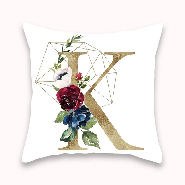 

Letter & Flower Print Cushion Cover Without Filler, Multicolor