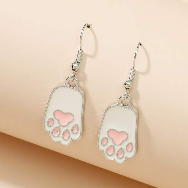 

Cartoon Drop Earrings, White