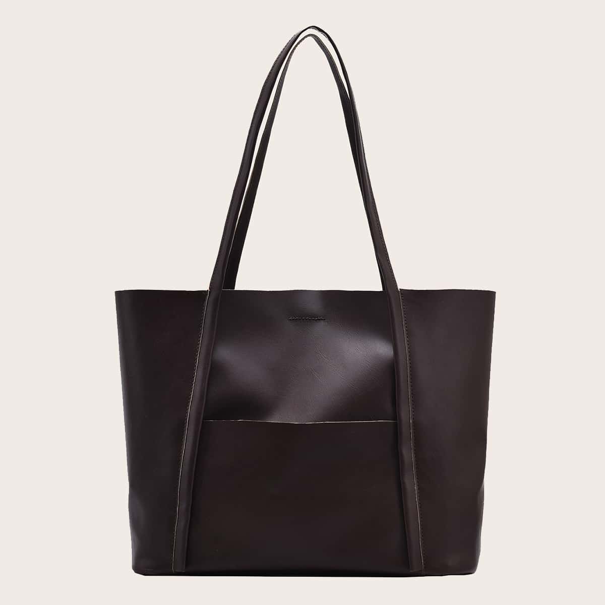 

Minimalist Large Capacity Tote Bag, Coffee brown