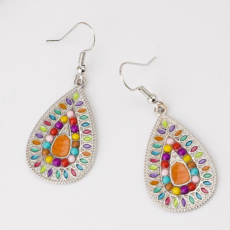 

Gemstone Water Drop Earrings, Multicolor