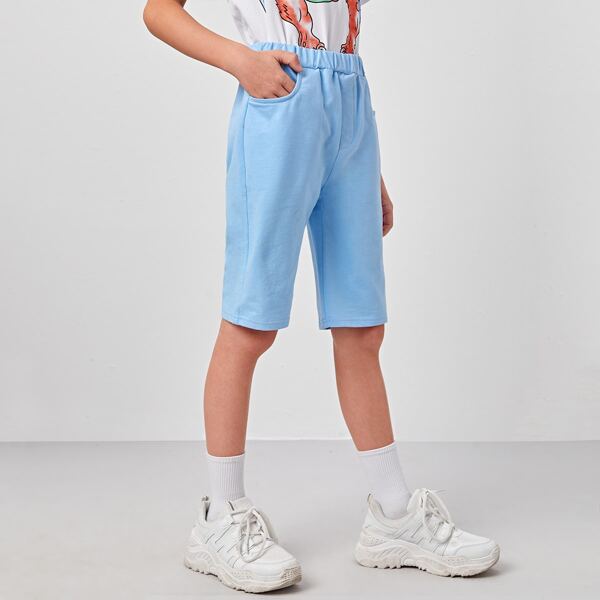 

Boys Solid Track Shorts, Baby blue