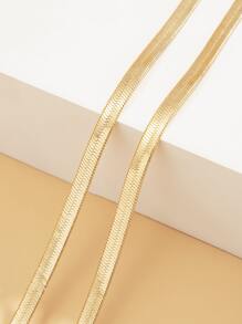 V Shaped Snake Chain Necklace - Yellow Gold - View 4