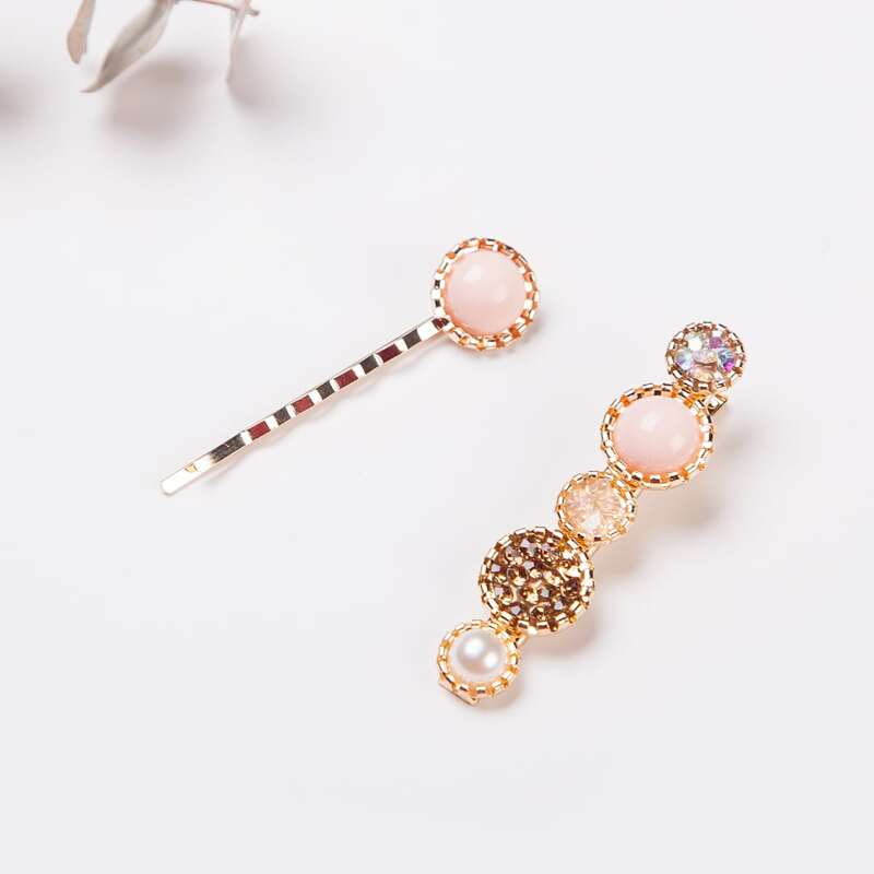 

2pcs Crystal Hair Clip, Multicolor