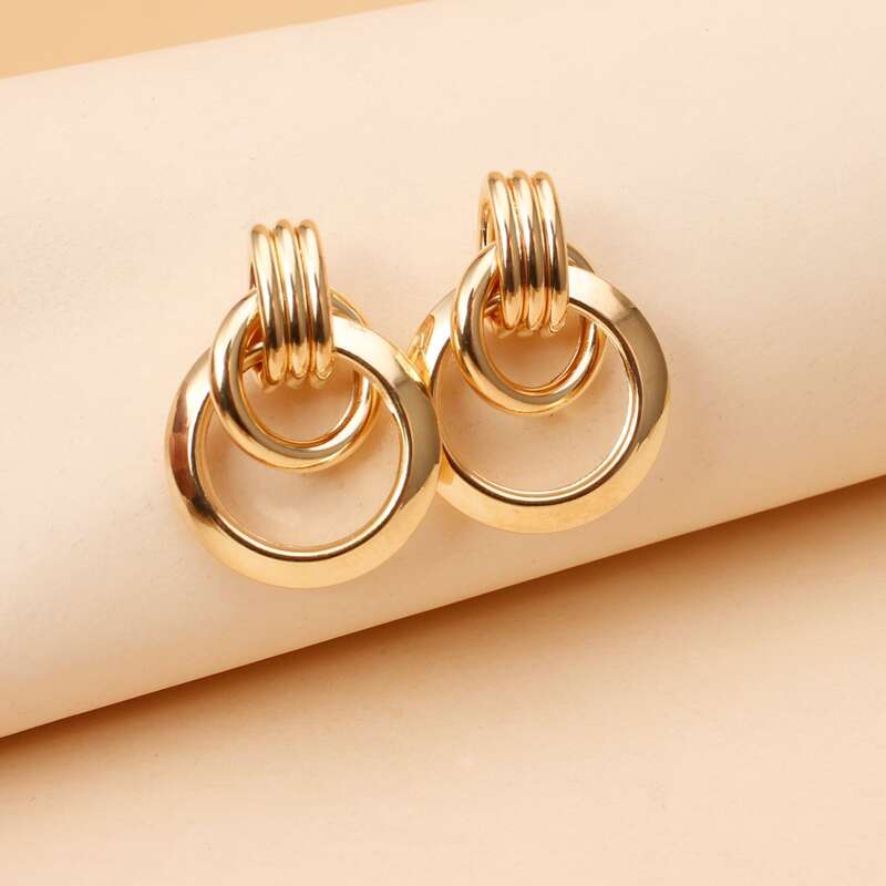 

Ring Drop Earrings, Gold