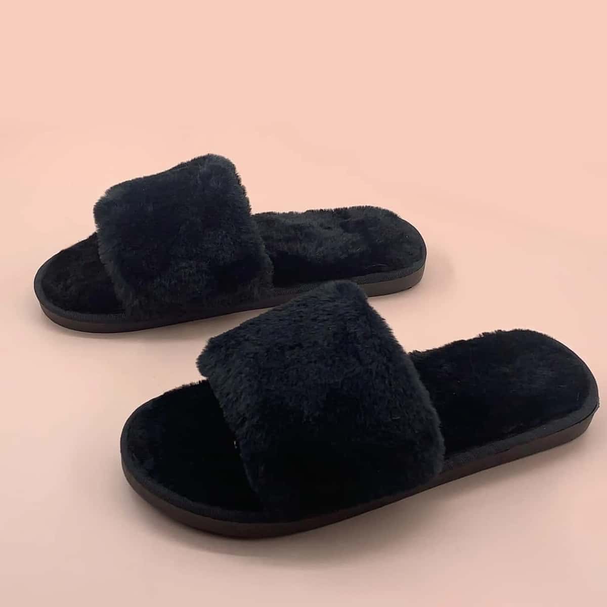 

Open Toe Bedroom Slippers, Black