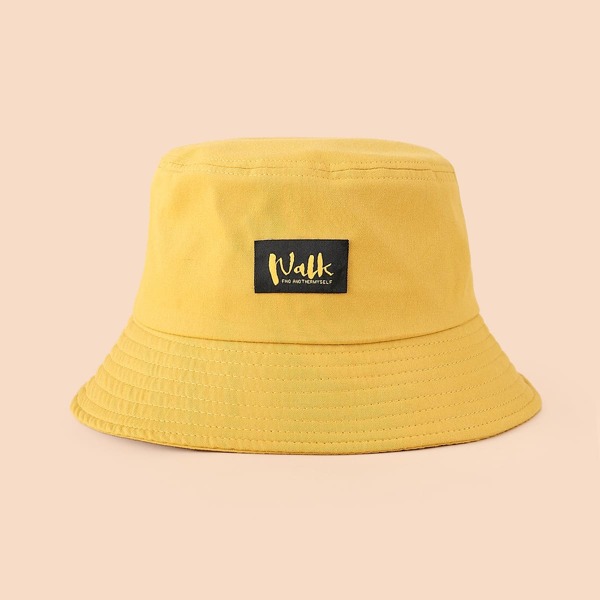 

Letter Graphic Label Patch Bucket Hat, Yellow
