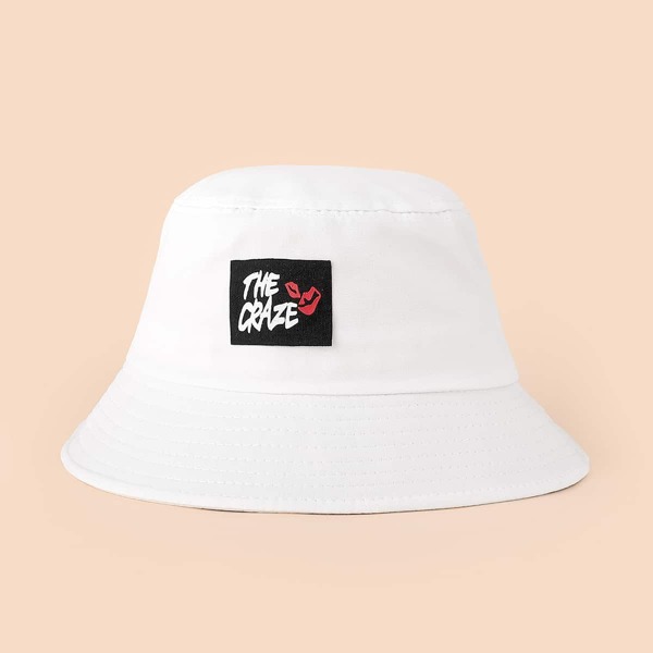 

Letter Graphic Label Patch Bucket Hat, White