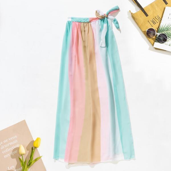 

Color Block Cover Up Skirt, Multicolor