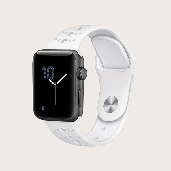 

Silicone Eyelet Apple Watchband, White