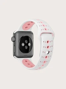 Color Block Eyelet Watchband Compatible With Apple Watch - Multicolor - View 2