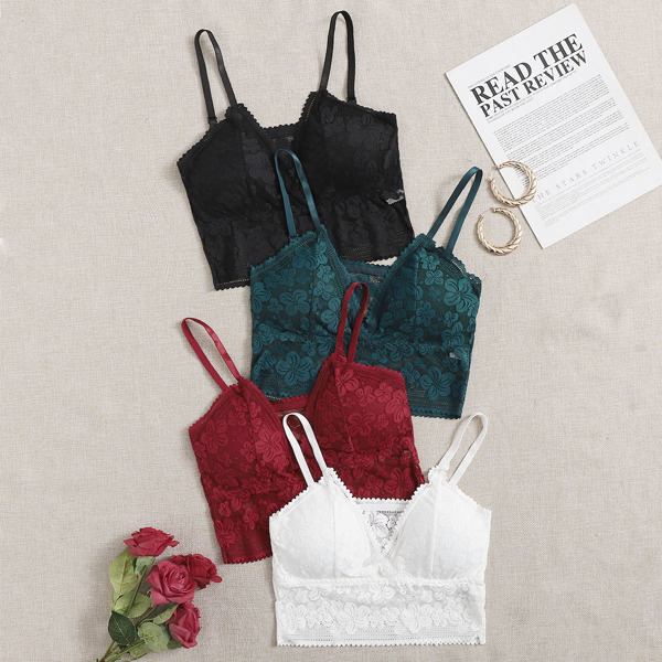 

4pack Floral Lace Bra Set, Multicolor