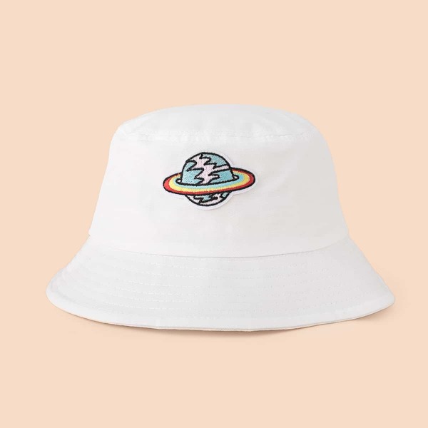 

Planet Embroidered Bucket Hat, White