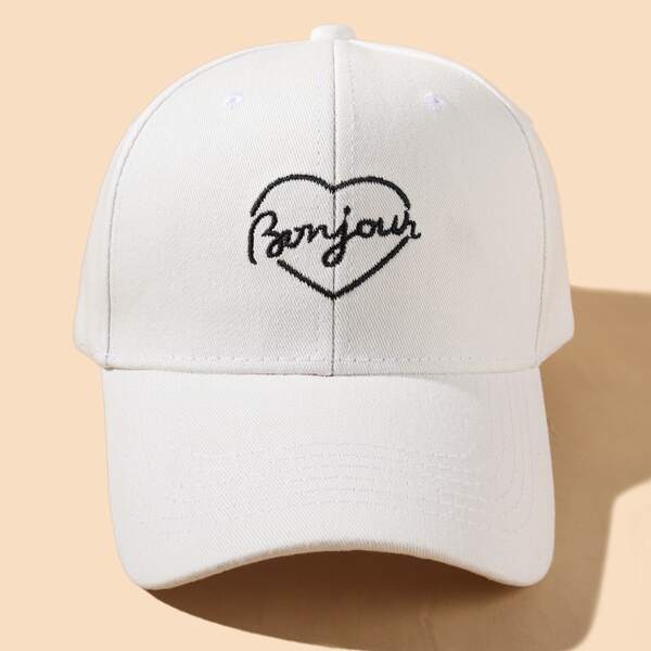 

Heart & Letter Embroidered Baseball Cap, White