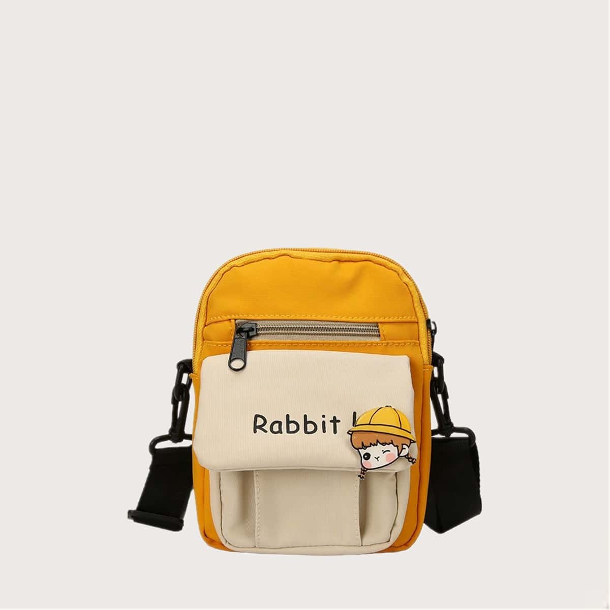 

Cartoon Zip Front Crossbody Bag, Multicolor
