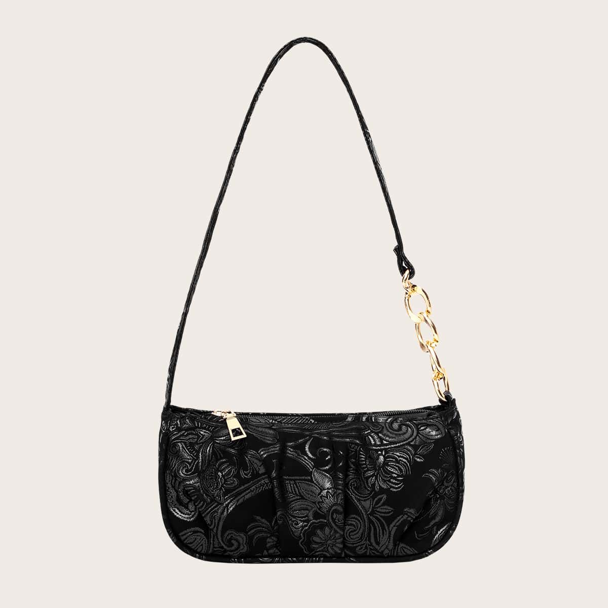 

Floral Graphic Shoulder Bag, Black