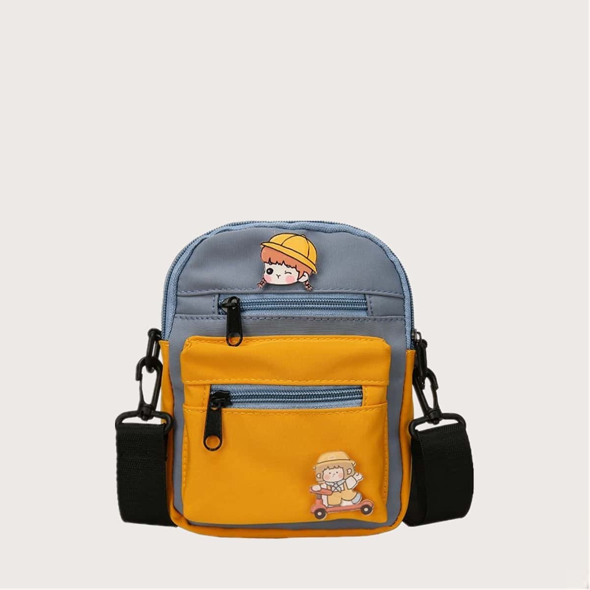 

Cartoon Zip Front Crossbody Bag, Multicolor