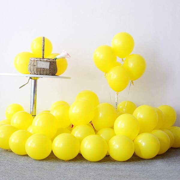 

50pcs Solid Latex Balloon, Yellow