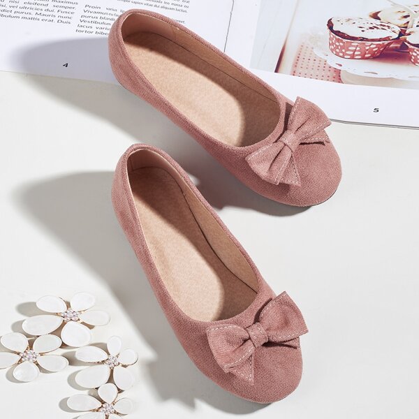

Toddler Girls Bow Decor Flats, Dusty pink
