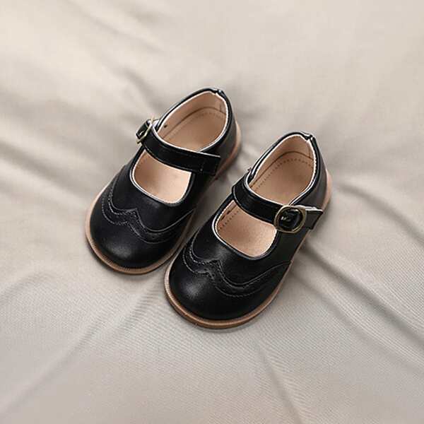 

Toddler Girls Buckle Decor Flats, Black