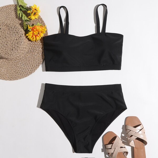 

Plus High Waisted Bikini Swimsuit, Black