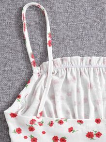 Soleia Ruched Bust Frill Trim Seam Front Cami Top