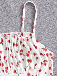 Soleia Ruched Bust Frill Trim Seam Front Cami Top