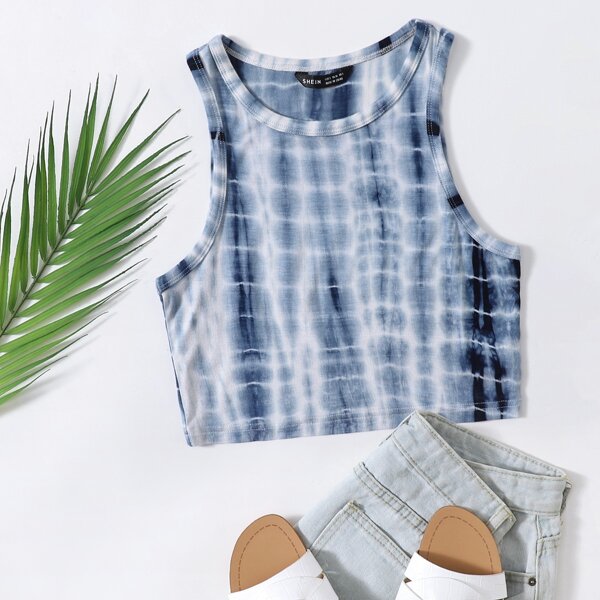 

Tie Dye Tank Top, Blue and white
