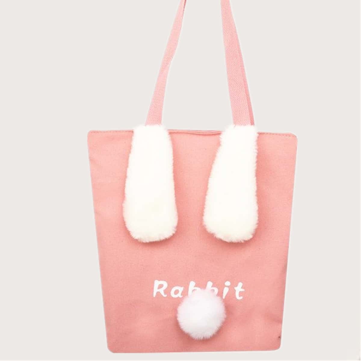 

Fluffy Rabbit Tote Bag, Pink