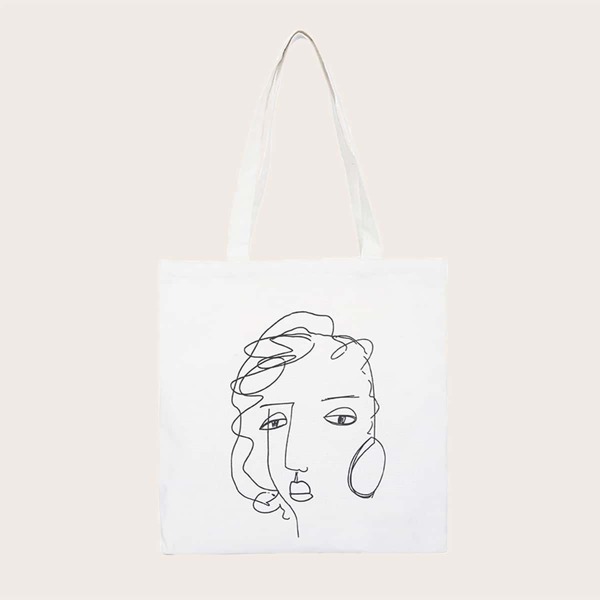 

Figure Graphic Shopper Bag, White