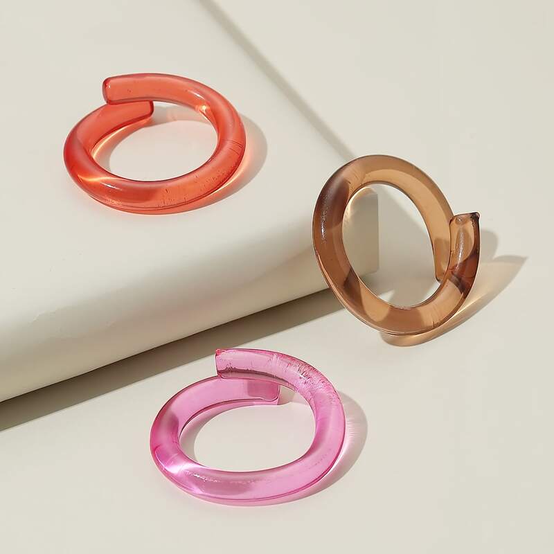 

3pcs Clear Acrylic Ring, Multicolor