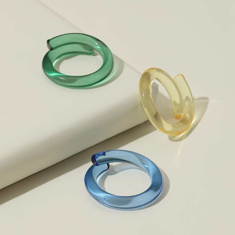 

3pcs Clear Acrylic Ring, Multicolor